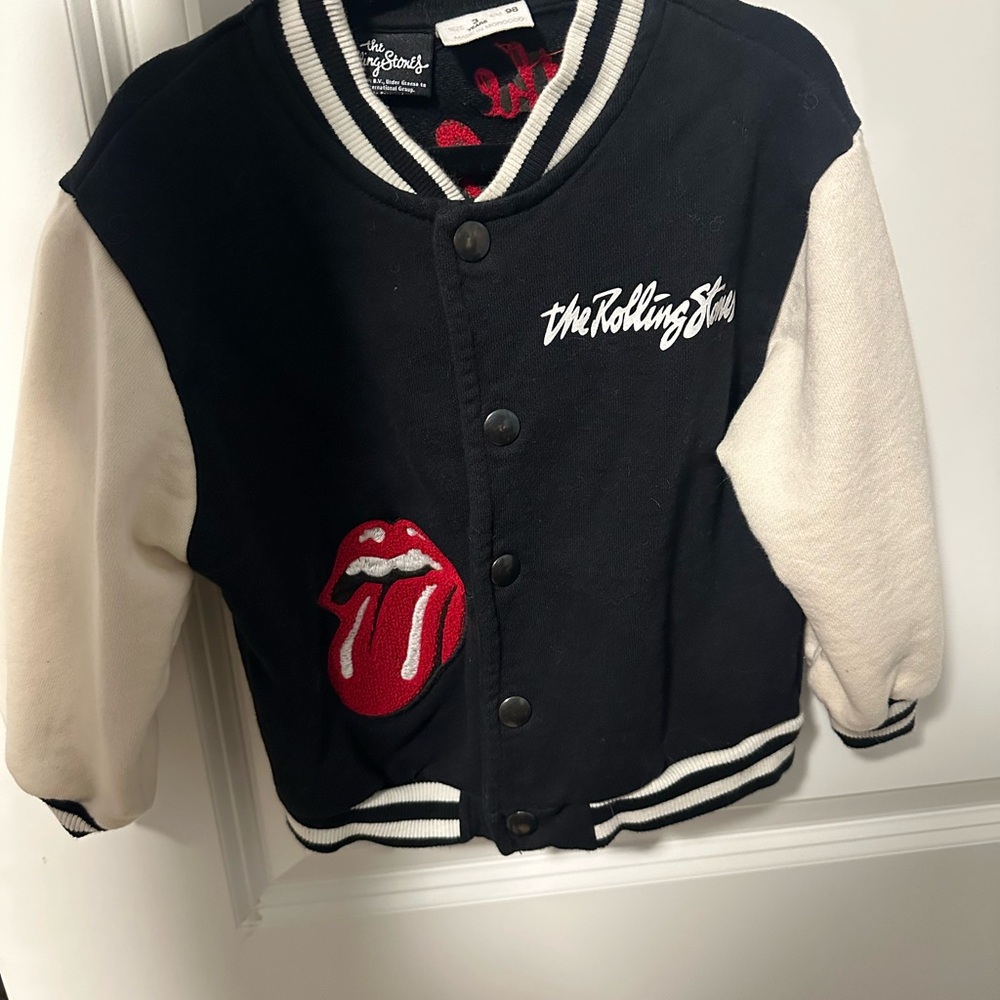 The Rolling Stones Black and White Varsity Jacket Zara